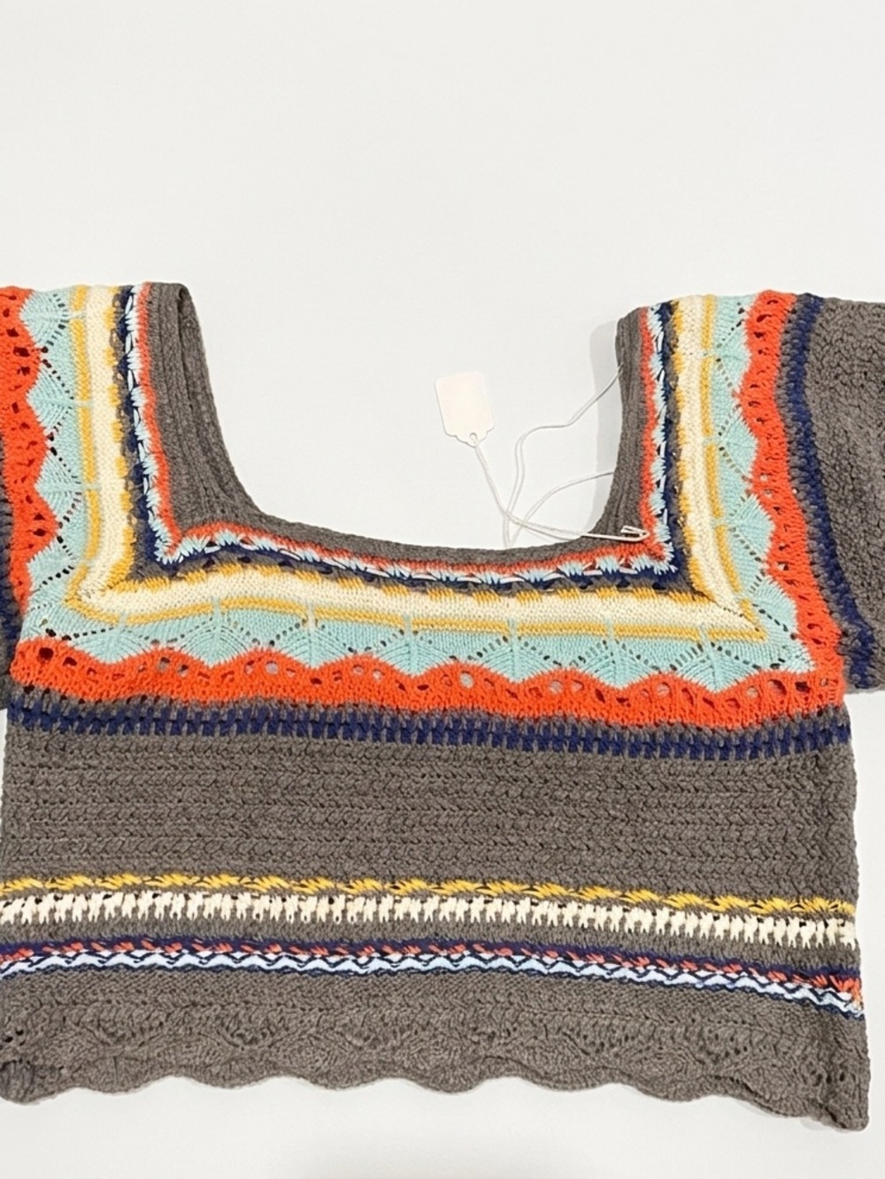 POL Multicolor Striped Crochet Knit Top